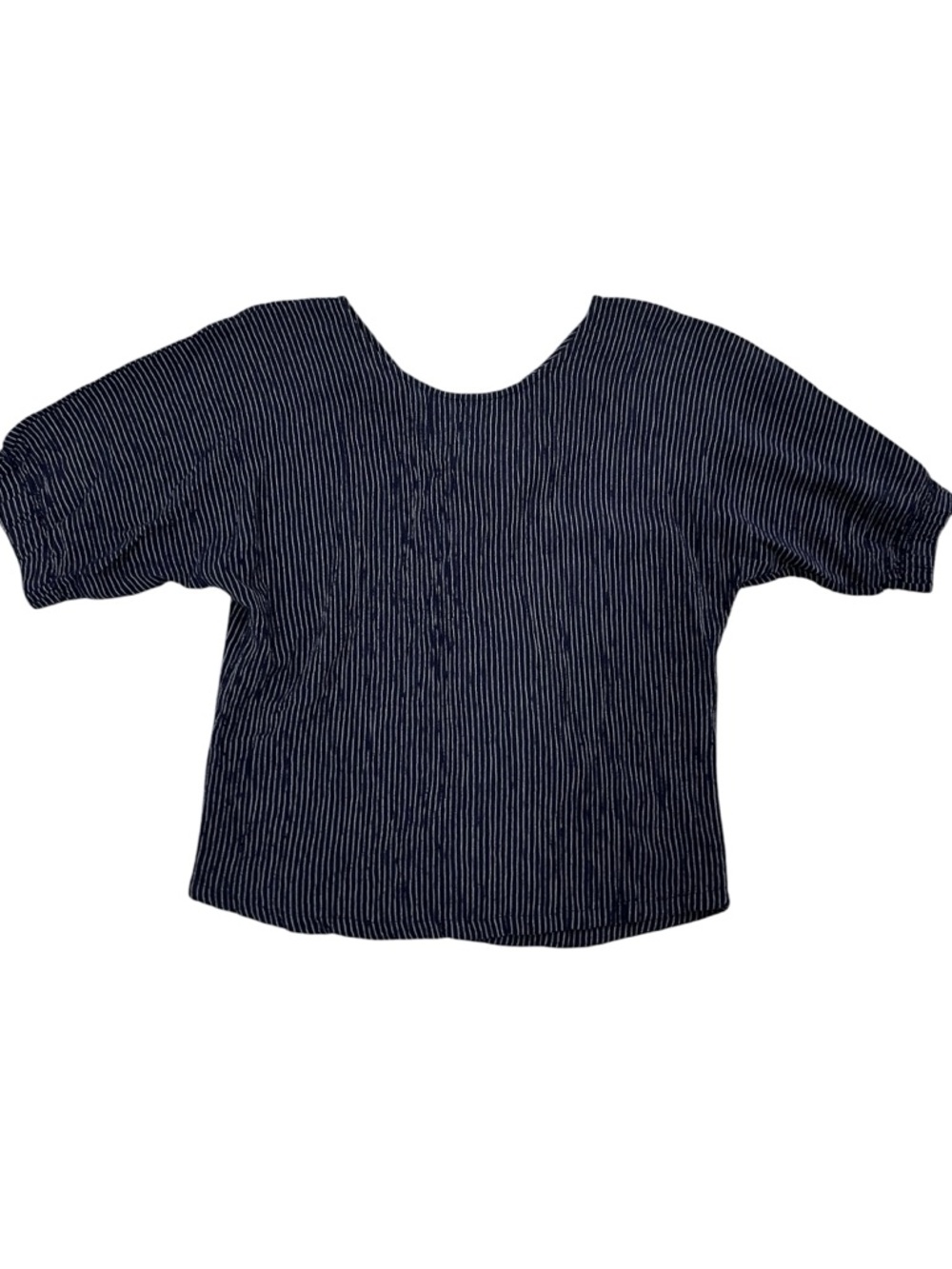 Roller Rabbit Women’s Boho Top Navy Cotton Tassel Neck Casual S